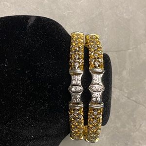 simple bracelet cuff gold silver mixed